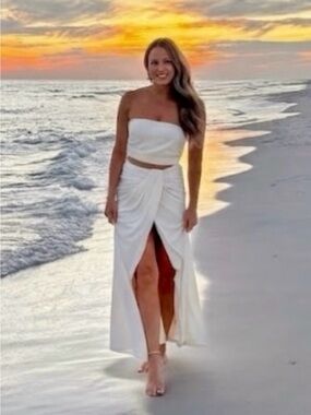 White Two-Piece Strapless Skirt Set